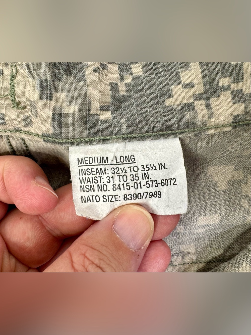 US Army Pant Mens M-L 34x34 Camo Cargo Tapered Military Uniform Combat Workwear - Picture 4 of 13